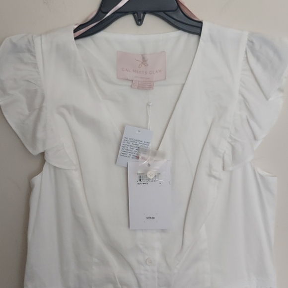 NWT Gal Meets Glam Ruffle Mini Dress size 6 white V-neck $178 MSRP - Picture 6 of 9